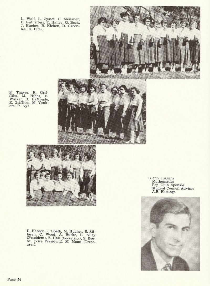 1953 Wolf, Zysset, Meissner, Gutherless, Halley, Beck, Hughes, Kicken, Greenlee, Pifer, Thayer, Griffiths, Hibbs, Walker, DaMoude, Griffiths, Yonkers, Nye, Hansen, Speth, huges, Sillasen, Wood, Burke, Alley, Hall, Beebe, Mann, Glenn Jurgens.