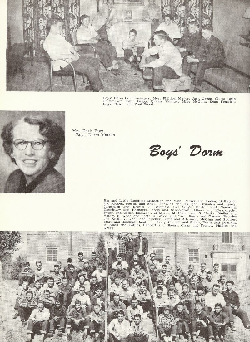 1953 Mert Phillips, Jack Gregg, Dean Rolfsmeyer, Keith Gregg, Quincy Skinner, Mike McGinn, Dean Fenwick, Edgar Bairn, Fred Wood, Doris Burt. Mom Burt. Middaugh, Voss, Parker, Peden, Bullinton, Kicken, McFall, Engel, Fenwick, Halligan, Grunden, Henry, Jorgensen, Remus, Bartmess, Sorge, Burton Goehring, Doughtery, Hashagen, Frels, Schoolcraft, Albers, Kleinknecht, Pedin, Coder, Spencer, Myers, Hedke, Stoller, Votaw, Wood, Scott, Wood, Card, Reece, Ganzer, Broeder, Knoll, Collins, Hebbert, Sherars, Clegg, France, Phillips, Gregg, 