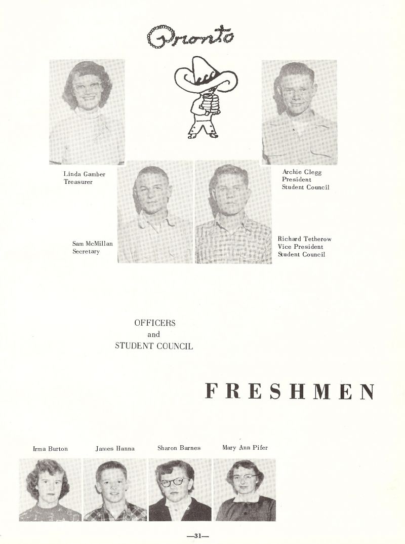 1954 Linda Gamber, Archie Clegg, Richard Tetherow, Sam McMillan, Irma Burton, James Hanna, Sharon Barnes, Mary Ann Pifer,   