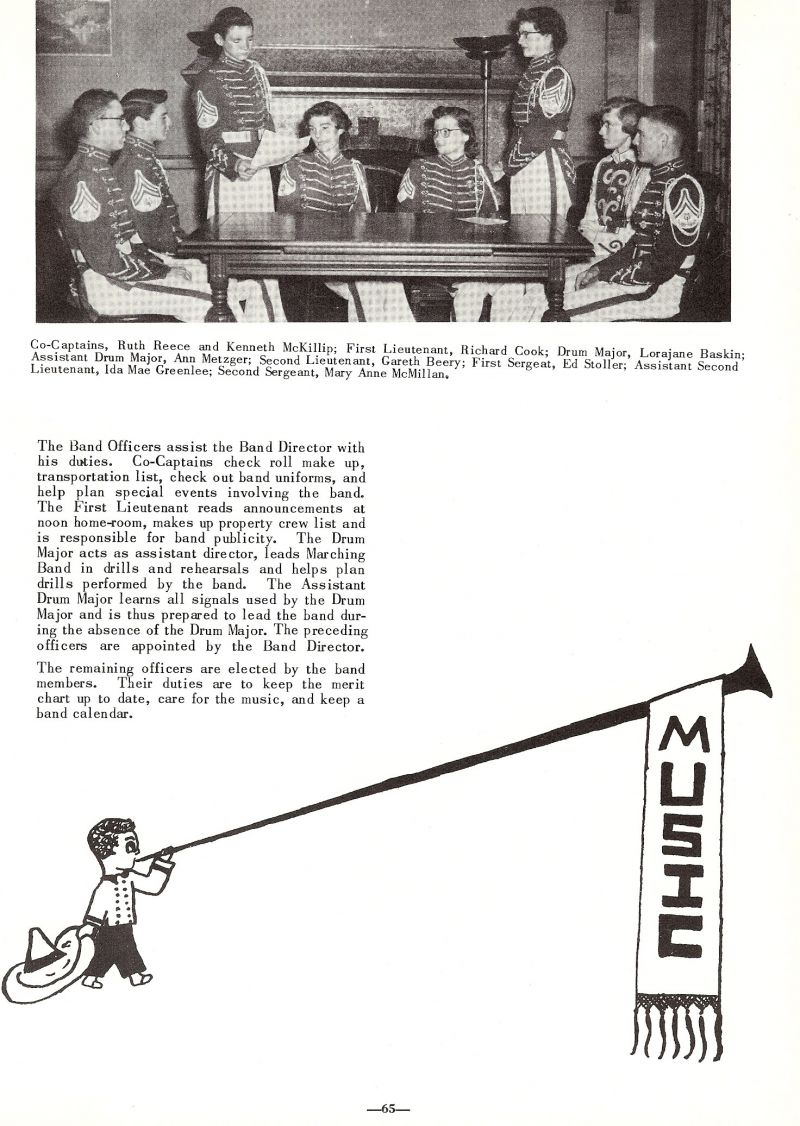1954 Ruth Reece, Kenneth McKillip, Richard Cook, Lorajane Baskin, Ann Metzger, Gareth Beery, Ed Stoller, Ida Mae Greenlee, Mary Anne McMillan,