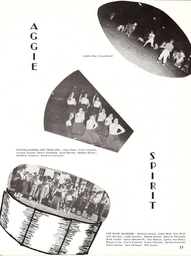 1955 Kahhleen Roach, Letha Wolf, Rita Wolf, Judy Douthit, Linda Gamber, Nadine Hinton, Deloria Marshall, Dixie Lovell, Larry Osterhoudt, Tom Remus, Leslie Ann Beery, Wayne Cole, Carol Prewitt, Greta Nielsen, Martha Schmidt, Patsy Keller, Ann Metzger, Bill Quinn, Gale Penn, Carol Prewitt, Lorene Zysset, Doris Greenlee, Enid Barnes, Sandra Mayer, Marlene Yonkers, Barbara Hayward,