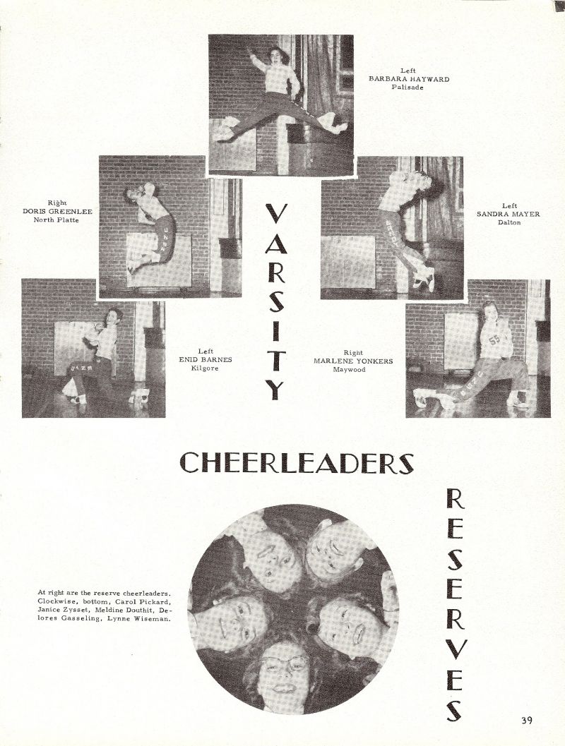 1955 Barbara Hayward, Sandra Mayer, Marlene Yonkers, Enid Barnes, Doris Greenlee, Carol Pickard, Janice Zysset, Meldine Douthit, Delores Gasseling, Lynne Wiseman,