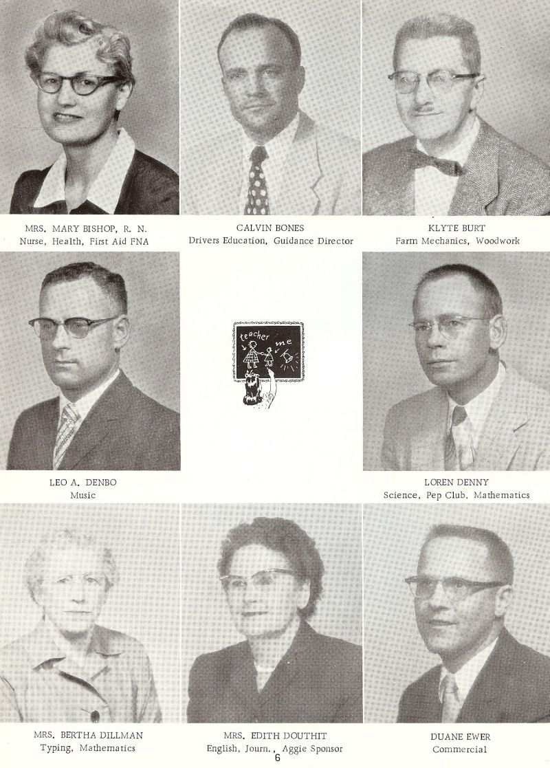 1958 Mary Bishop. Calvin Bones. Klyte Burt. Pop Burt. Loren Denny. Leo Denbo. Bertha Dillman. Edith Douthit. Duane Ewer.    