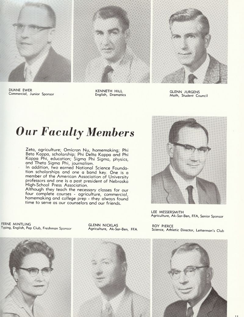 1960 Duane Ewer. Kenneth Hill. Glenn Jurgens. Lee Messersmith. Ferne Mintling. Glenn Nicklas. Roy Pierce.