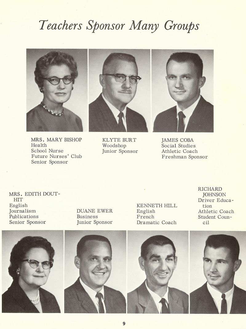1964 Mary Bishop. Klyte Burt. Pop Burt. James Coba. Edith Douthit. Duane Ewer. Kenneth Hill. Ken Hill. Richard Johnson. 