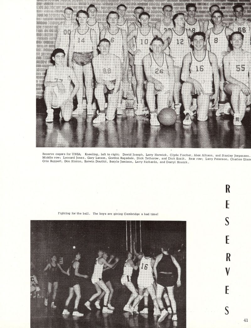 1956 David Joseph, Larry Harwick, Clyde Fischer, Alex Allison, Stanley Jorgensen, Leonard Jones, Gary Larson, Gordon Ragsdale, Dick Tetherow, Dick Kozik, Larry Peterson, Charles Glaze, Darryl Hosick, Larry Richards, Otis Ruppert, Don Hinton, Kerwin Douthit, Beryle Jamison, Larry Richards,    