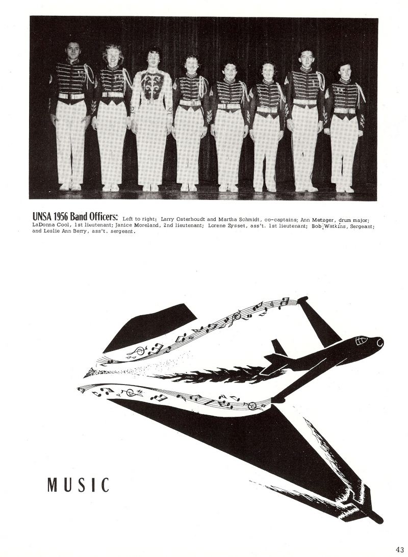 1956 Larry Osterhoudt, Martha Schmidt, Ann Metzger, LaDonna Cool, Janice Moreland, Larene Zysset, Bob Watkins, Leslie Ann Berry, 