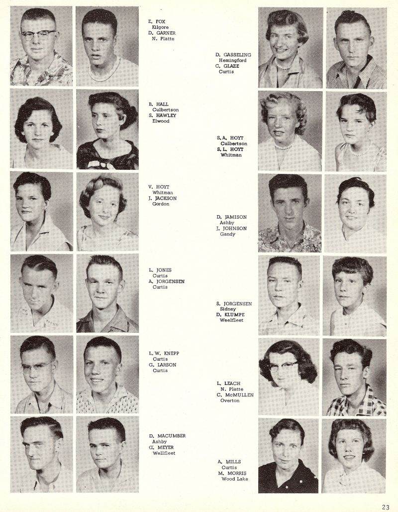 1957 Fox, Garner, Gasseling, Glaze, Hall, Hawley, Hoyt, Jackson, Jamison, Johnson, Jones, Jorgensen, Klumpe, Knepp, Larson, Leach, McMullen, Macumber, Meyer, Mills, Morris, 