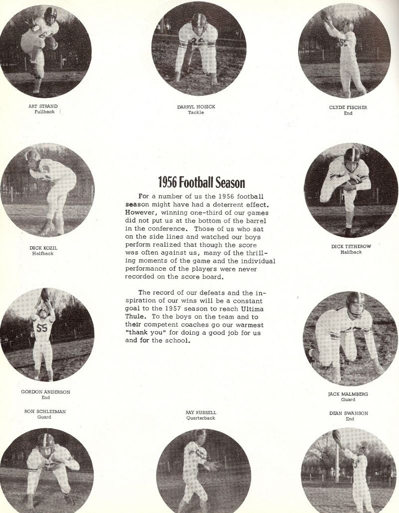 1957 Art Strand, Darryl Hosick, Clyde Fischer, Dick Tetherow, Jack Malmberg, Dick Kozil, Gordon Anderson, Ron Schleeman, Ray Russell, Dean Swanson,    