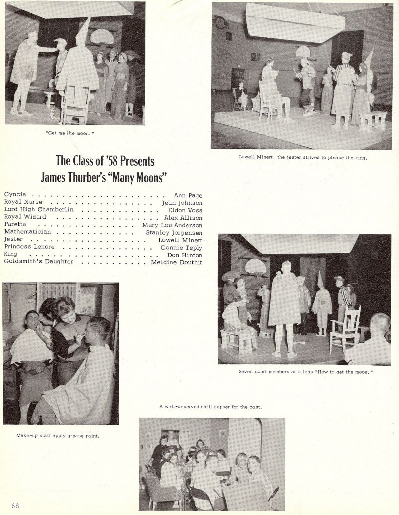 1957 Ann Page, Jean Johnson, Eldon Voss, Alex Allison, Mary Lou Anderson, Stanley Jorgensen, Lowell, Minert, Connie Teply, Don Hinton, Meldine Douthit,