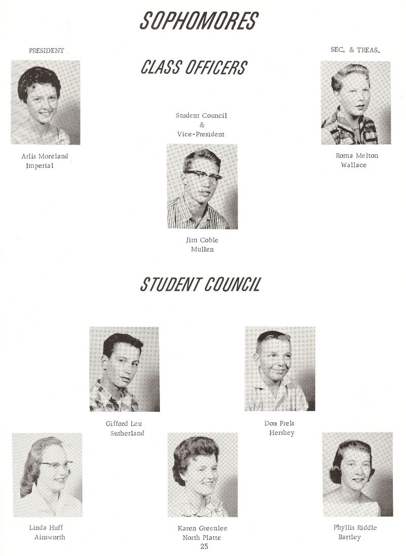 1958 Arlis Moreland, Roma Melton, Jim Coble, Gifford Leu, Don Frels, Linda Huff, Karen Greenlee, Phyllis Riddle,