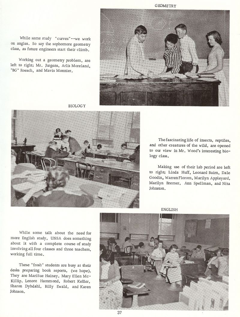 1958 Glenn Jurgens. Arlis Moreland, B. G. Roesch, Mavis Monnier, Don Woods, Linda Huff, Leonard Bairn, Dale Goodin, Warren Florom, Marilyn Appleyard, Marilyn Bremer, Ann Spellman, Nita Johnston, Mari-Sue Hainey, Mary Ellen McKillip, Lenore Hammond, Robert Keller, Sharon Dybdahl, Billy Ewald, Bill Ewald, Karen Johnson,