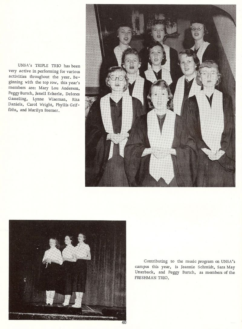 1958 Mary Lou Anderson, Peggy Burtch, jenell, Eckerle, Delores Gasseling, Lynne Wiseman, Rita Daniels, Carol Wright, Phyllis Griffiths, Marilyn Bremer, Jeannie Schmidt, Sara May Utterback, 