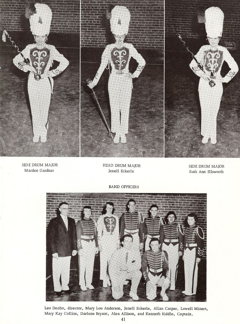 1958 Mardee Gardner, Jenell Eckerle, Ruth Ann Ellsworth, Leo Denbo, Mary Lou Anderson, Allan Carper, Lowell Minert, Mary Kay Collins, Darlene Bryant, Alex Allison, Kenneth Riddle, 