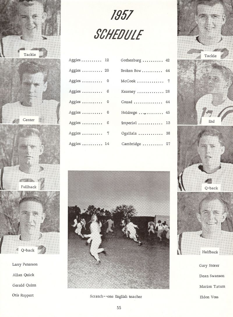 1958 Larry Peterson, Allan Quick, Gerald Quinn, Otis Ruppert, Clifford "Otis"  Ruppert, Gary Storer, Dean Swanson, Marion Tatum, Eldon Voss,