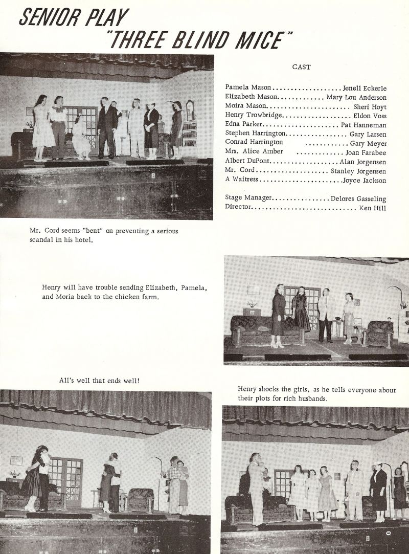 1958 Janell Eckerle, mary Lou Anderson, Sheri Hoyt, Eldon Voss, Pat Hanneman, Gary Larsen, Gary Meyer, Joan Farabee, Alan Jorgensen, Stanley Jorgensen, Joyce jackson, Delores Gasseling, Ken Hill,