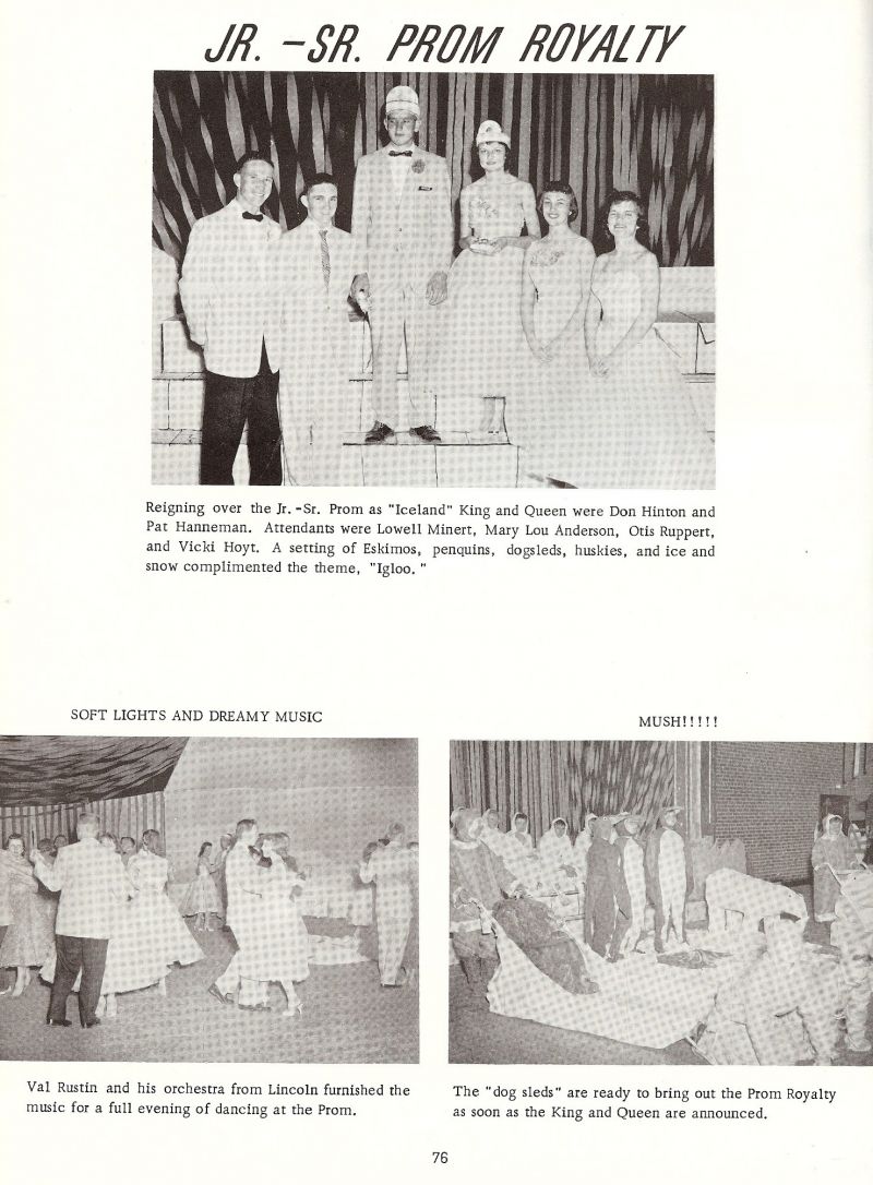 1958 Don Hinton, Pat Hanneman, Lowell Minert, Mary Lou Anderson, Otis Ruppert, Vicki Hoyt, Val Rustin, 