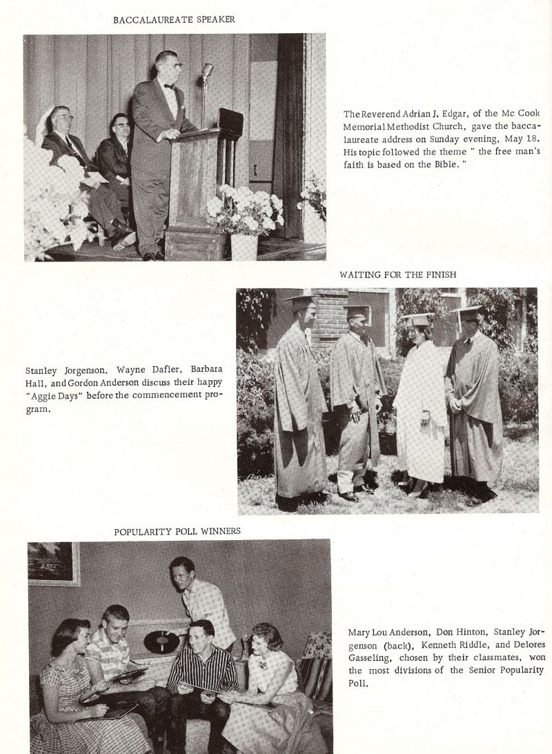 1958 Reverend Adrian J. Edgar. Stanley Jorgenson, Wayne Dafler, Barbara Hall, Gordon Anderson, Mary Lou Anderson, Don Hinton, Stanley Jorgenson, Kenneth Riddle, Delores Gasseling,  