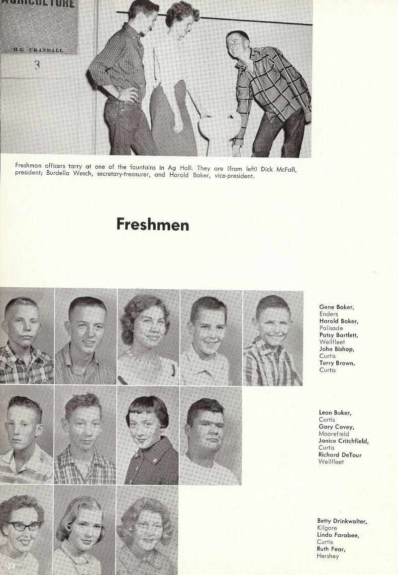 1959 Dick McFall, Richard McFall, Burdella Wesch, Harold Baker, Gene Baker, Patsy Bartlett, John Bishop Terry Brown, Leon Buker, Gary Covey, Janice Critchfield, Richard Detour, Dick Detour, Betty Drinkwalter, Linda Farabee, Ruth Fear,