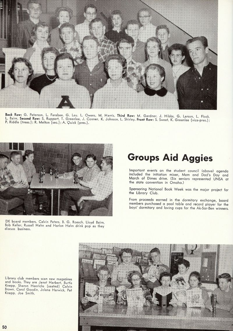 1959 Peterson, Farabee, Leu, Owens, Harris, Gardner, Hibbs, Larson, Flock, Bairn, Ruppert, Greenlee, Conner, Johnson, Shirley, Sweet, Greenlee, Riddle, Melton, Quick, Calvin Peters, B. G. Roesch, Lloyd Bairn, Bob Keller, Robert Keller, Russell Hahn, Harlon Hahn, janet Harbert, Burtis Knepp, Sharon Henrichs, Calvin Brown, Carol Goodin, Jolene Harwick, Pat Knepp, Joe Smith,  