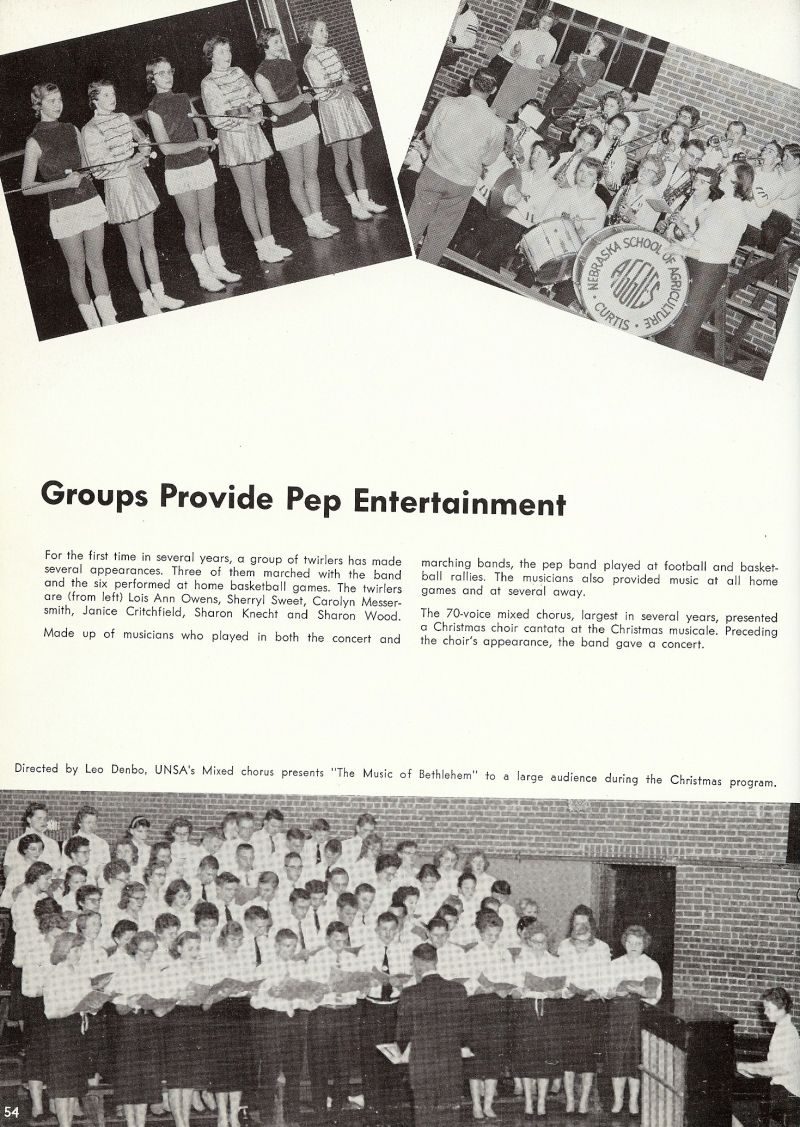 1959 Lois Ann Owens, Sherryl Sweet, Carolyn Messersmith, Janice Critchfield, Sharon Knecht, Sharon Wood, Leo Denbo,