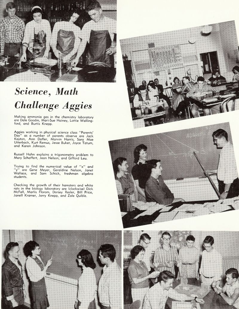 1960 Dale Goodin, Mara-Sue Hainey, Lottie Wallingford, Burtis Knepp, Jack Kayton, Ann Dafler, Marvin Harris, Sara Mae Utterback, Kurt Remus, Jesse Buker, Joyce Tatum, Karen Johnson, Russell Hahn, Mary Schaffert, Jean Nelson, Gifford Leu, Gene Meyer, Geraldine Nelsen, Janet Wallace, Sam Schick, Dick McFall, Richand McFall, Marlis Florom, Dorsey Resler, Bill Price, Janell Kramer, Jerry Knepp, Zale Quible,
