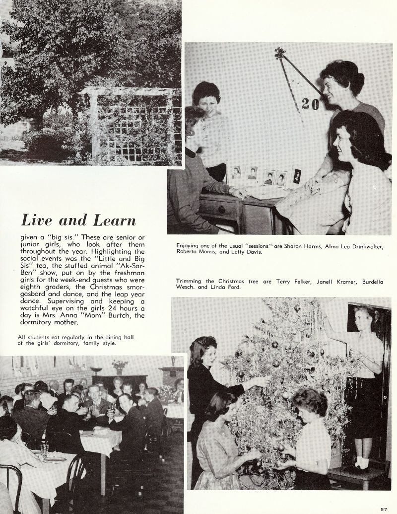 1960 Anna Burtch. Mom Burtch. Sharon Harms, Alma Lea Drinkwalter, Roberta Morris, Letty Davis, Terry Felker, Janell Kramer, Burdella Wesch, Linda Ford,