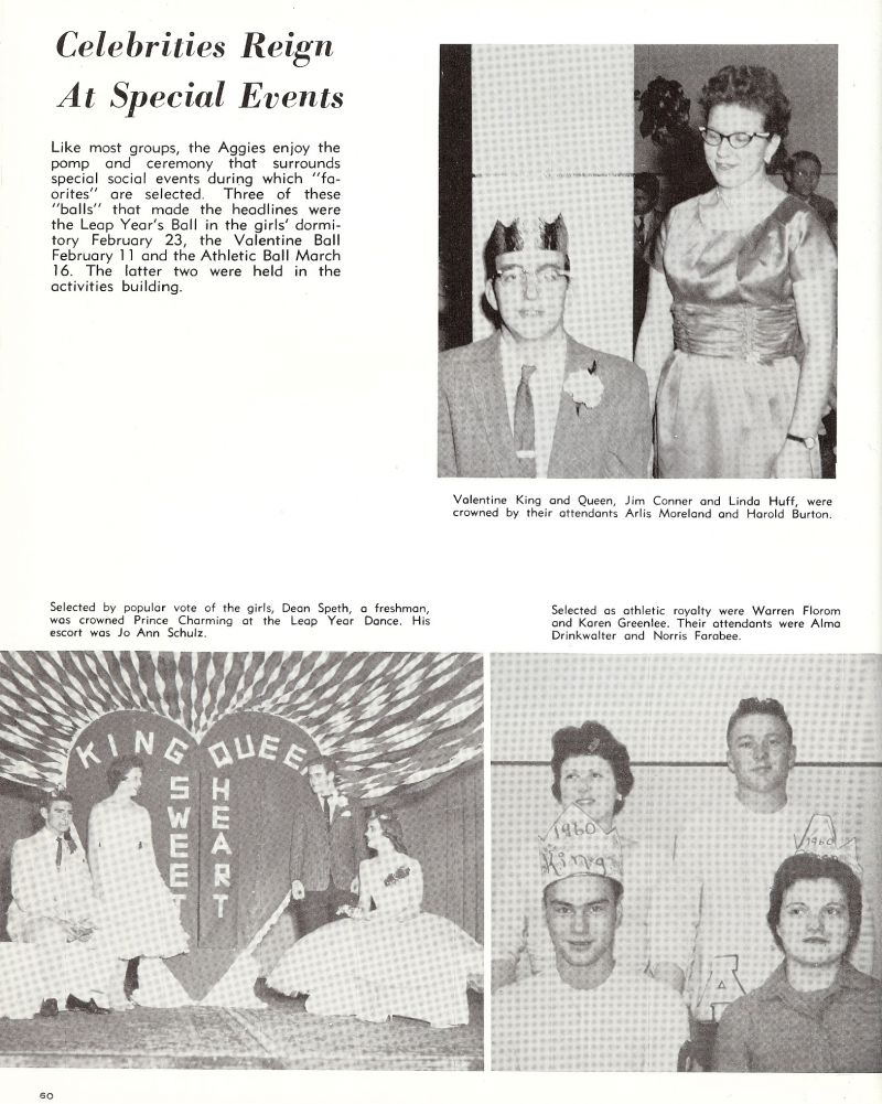 1960 Jim Conner, Linda Huff, Arlis Moreland, Harold Burton, Warren Florom, Karen Greenlee, Alma Drinkwalter, Norris Farabee, Dean Speth, Jo Ann Schulz,