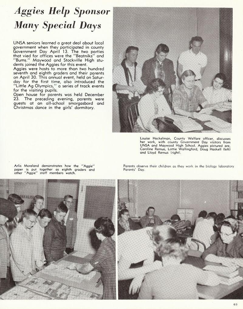 1960 Arlis Moreland, Louise Heckelman, Caroline Remus, Lottie Wallinford, Doug Haskell, Lloyd Remus,