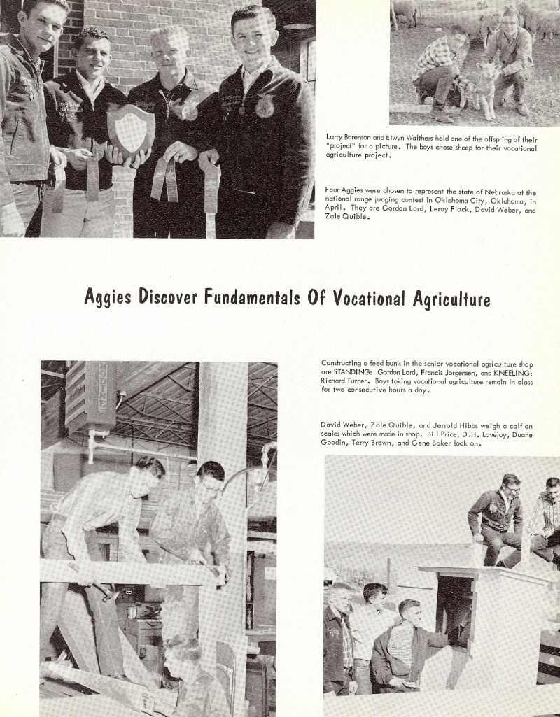 1961 Larry Bornson, Elwyn Walthers, Gordon Lord, Leroy Flock, David Weber, Zale Quible, Francis Jorgensen, Richard Turner, Jerrold Hibbs, Bill Price, DH Lovejoy, Duane Goodin, Terry Brown, Gene Baker,  