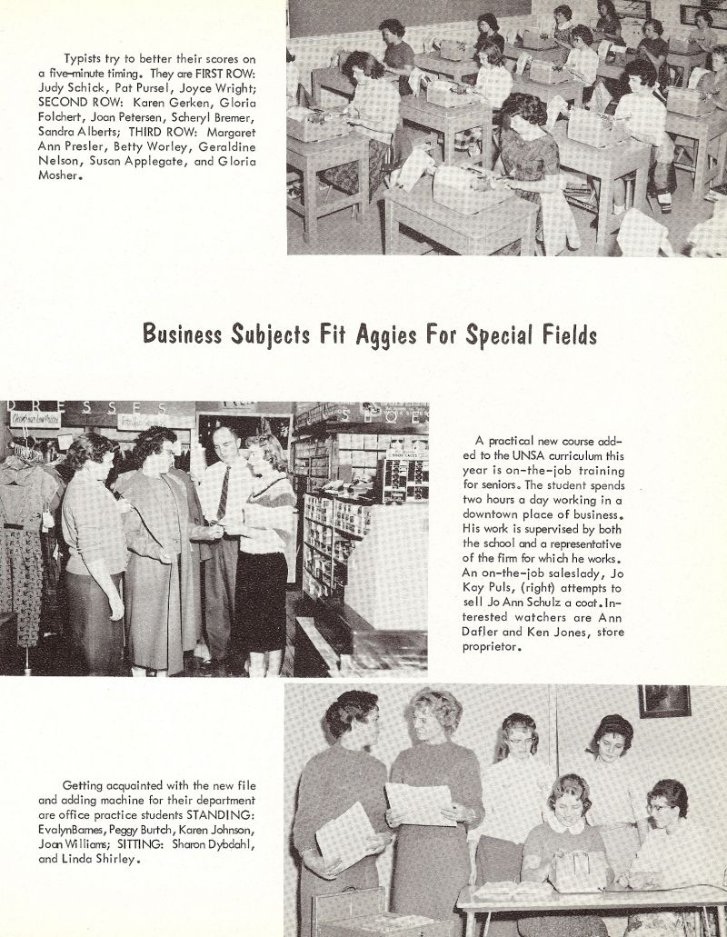 1961 Judy Schick, Pat Pursel, Joyce Wright, Karen Gerken, Gloria Folchert, Joan Petersen, Scheryl Bremer, Sandra Alberts, Margaret Ann Presler, Betty Worley, Geraldine Nelsen, Susan Applegate, Gloria Mosher, Jo Kay Puls, Jo Ann Schulz, Ann Dafler, Ken Jones, Evalyn Barnes, Peggy Burtch, Karen Johnson, Joan Williams, Sharon Dybdahl, Linda Shirley,