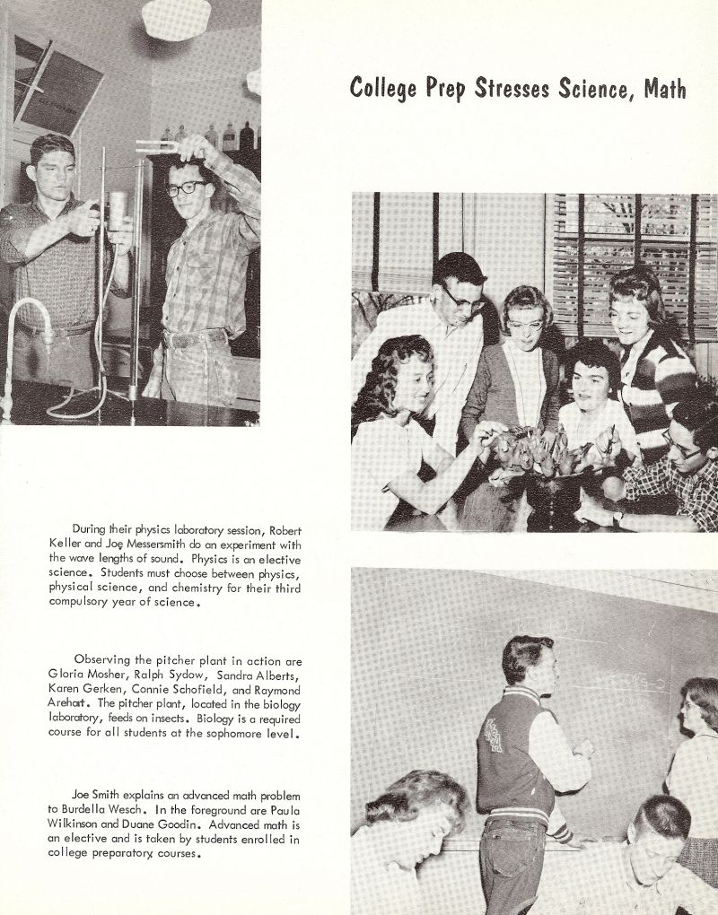 1961 Robert Keller, Joe Messersmith, Gloria Mosher, Ralph Sydow, Sandra Alberts, Karen Gerken, Connie Scofield, Ray Arehart, Joe Smith, Burdella Wesch, Paula Wilkinson, Duane Goodin,
