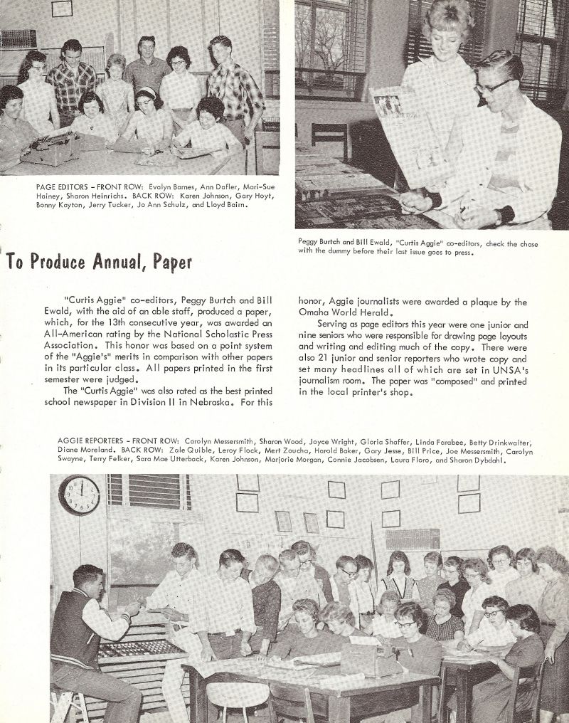 1961 Evalyn Barnes, Ann Dafler, Mari-Sue Hainey, Sharon Heinrichs, Karen Johnson, Gary Hoyt, Bonny Kayton, Jerry Tucker, Jo Ann Schulz, Lloyd Bairn, Peggy Burtch, Bill Ewald, Carolyn Messersmith, Sharon Wood, Joyce Wright, Gloria Shaffer, Linda Farabee, Betty Drinkwalter, Diane Moreland, Zale Quible, Leroy Flock, Mert Zoucha, Harold Baker, Gary Jesse, Bill Price, Joe Messersmith, Carolyn Swayne, Terry Felker, Sara Mae Utterback, Karen Johnson, Marjorie Morgan, Connie Jacobsen, Laura Floro, Sharron Dybdahl,