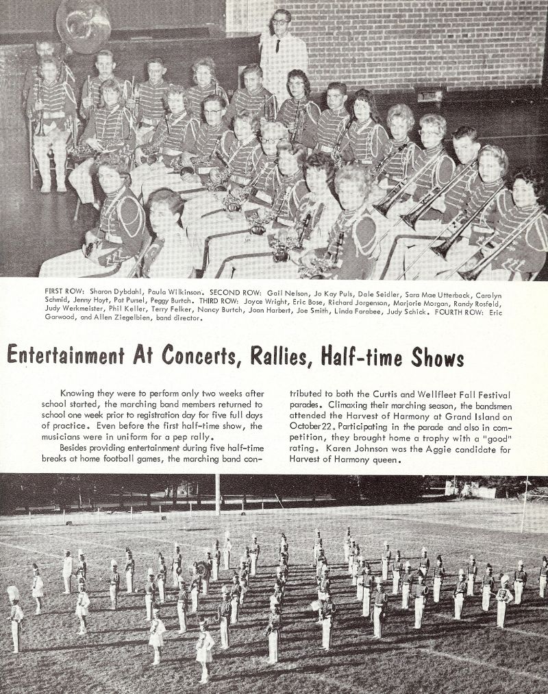 1961 Sharon Dybdahl, Paula Wilkinson, Gail Nelson, Jo Kay Puls, Dale Seidler, Sara Mae Utterback, Carolyn Schmid, Jenny Hoyt, Pat Pursel, Peggy Burtch, Joan Harbert, Joe Smith, Linda Farabee, Judy Schick, Eric Garwood, Allen Ziegelbien,