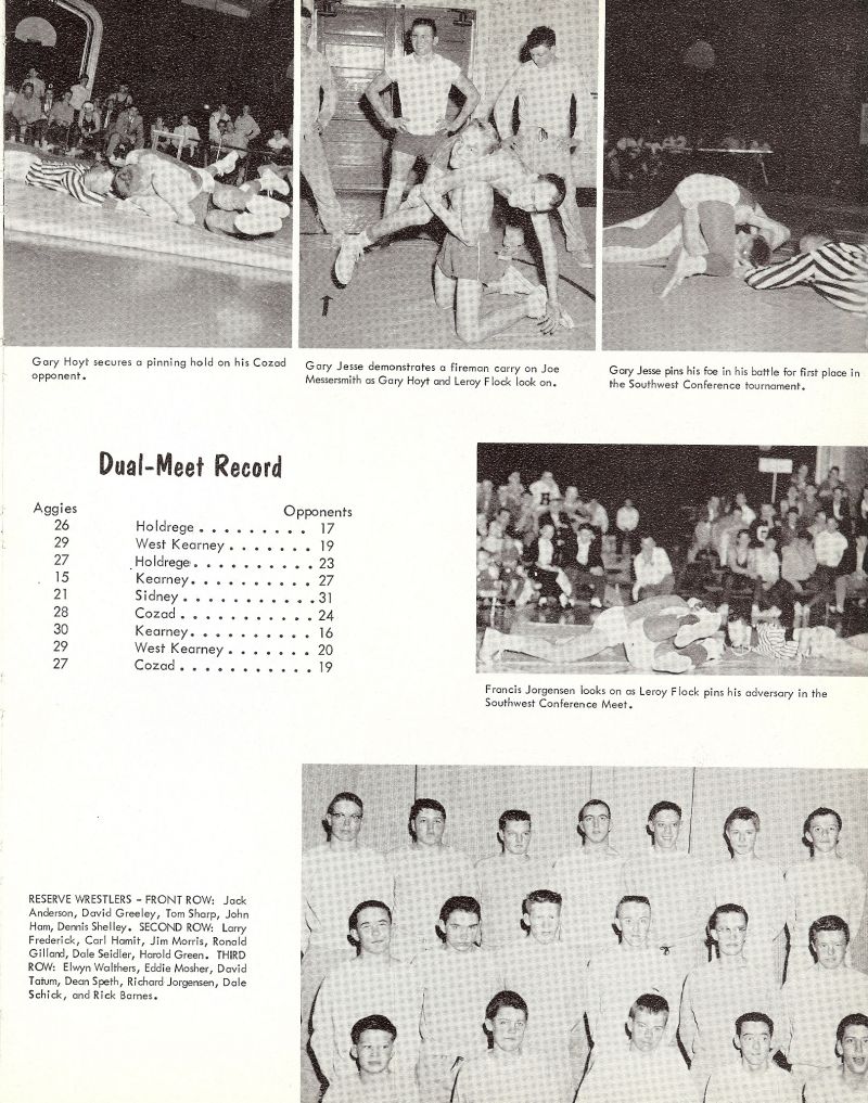 1961 Gary Hoyt, Gary Jesse, Joe Messersmith, Leroy Flock, Francis Jorgensen, Jack Andersen, David Greeley, Dave Greeley, Tom Sharp, John Ham, Dennis Shelley, Larry Frederick, Carl Hamit, Jim Morris, Ronald Gilliland, Ron Gilliland, Dale Seidler, Harold Green, Buck Green, Elwyn Walthers, Eddie Mosher, David Tatum, Dave Tatum, Dean Speth, Richard Jorgensen, Dale Schick, Rick Barnes, 