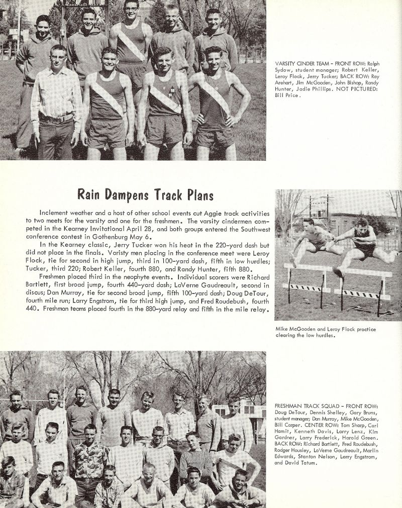 1961 Ralph Sydow, Robert Keller, Leroy Flock, Jerry Tucker, Ray Arehart, Jim McGooden, John Bishop, Randy Hunter, Jadie Phillips, Bill Price, Richard Bartlett, LaVerne Gaudreault, Doug Detour, Larry Engstrom, Fred Roudebush, Dan Murray, Dennis Shelley, Gary Bruns, Mike McGooden, Bill Carper, Tom Sharp, Carl Hamit, Kenneth Davis, Larry Lenz, Kim Gardner, Larry Frederick, Harold Green, Buck Green, Richard Bartlett, Fred Roudebush, Rodger Housley, LaVerne Gaudreault, Marlin Edwards, Stanton Nelson, Stan Nelson, Larry Engstrom, David Tatum, Dave Tatum,