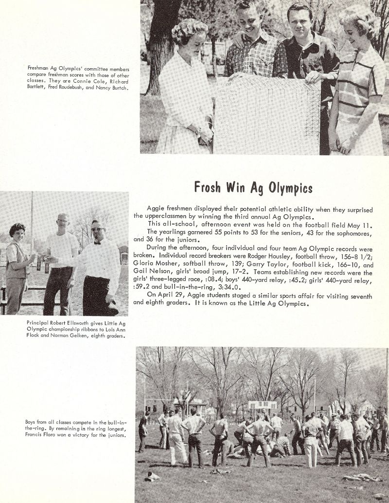 1961 Connie Cole, Richard Bartlett, Fred Roudebush, Nancy Burtch, Rodger Housley, Gloria Mosher, Garry Taylor, Gail Nelson, Robert Ellsworth, Lois Ann Flock, Norman Geiken, Francis Floro,