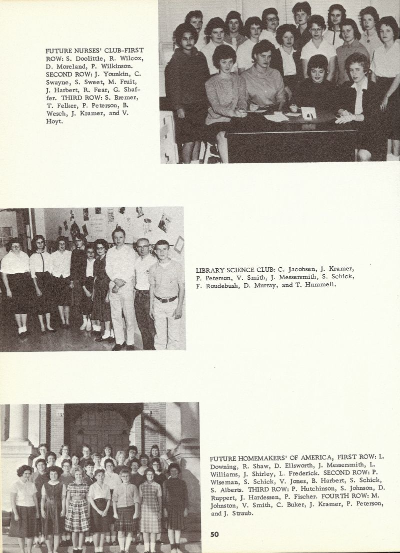 1962 Doolittle, Wilcox, Moreland, Wilkinson, Younkin, Swayne, Sweet, Fruit, Harbert, Fear, Shaffer, Bremer, Felker, Peterson, Wesch, Kramer, Hoyt, Jacobsen, Kramer, Peterson, Smith, Messersmith, Schick, Roudebush, Murray, Hummell, Downing, Shaw, Ellsworth, Messersmith, Williams, Shirley, Frederick, Wiseman, Schick, Jones, Harbert, Schick, Alberts, Hutchinson, Johnson, Ruppert, Hardessen, Fisher, Johnston, Smith, Buker, Kramer, Peterson, Straub,
