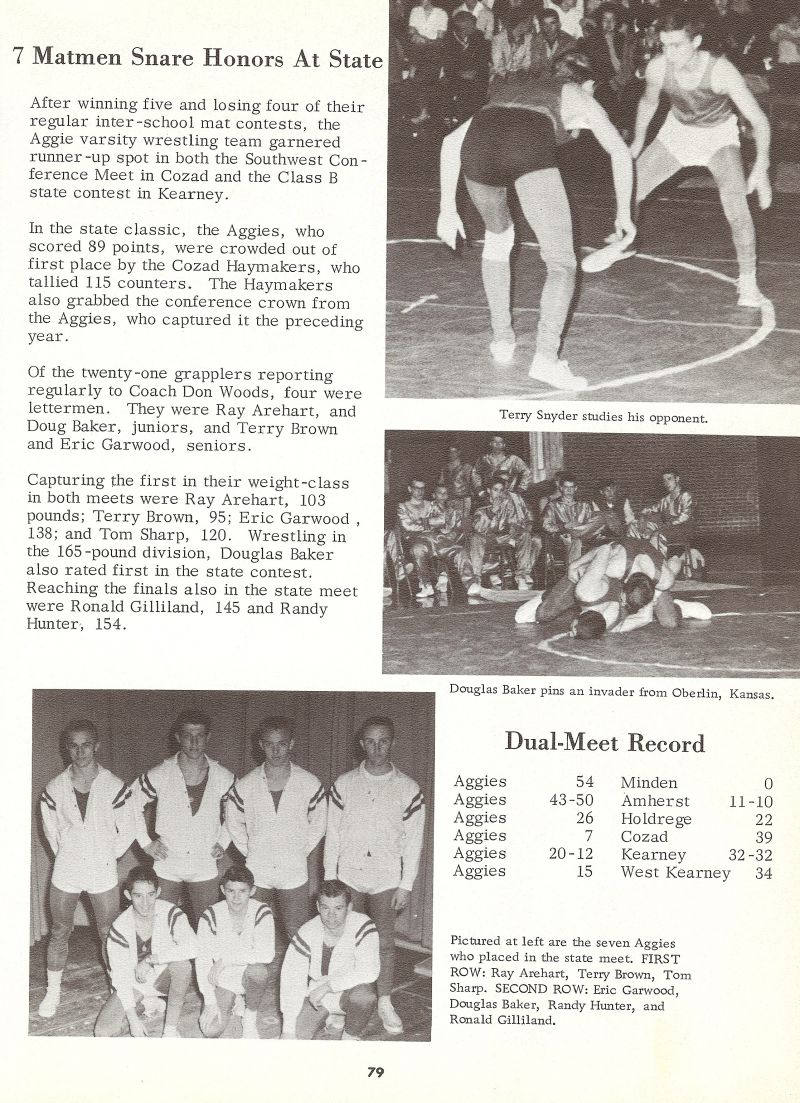 1962 Ray Arehart, Terry Brown, Eric Garwood, Tom Sharp, Doug Baker, Ron Gilliland, Terry Snyder, Douglas Baker, Randy Hunter, Ronald Gilliland, 
