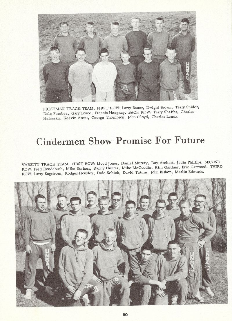 1962 Larry Bauer, Dwight Brown, Terry Snyder, Dale Farabee, Gary Bruce, Francis Heagney, Terry Shaffer, Charles Kalouska, Keevin Arent, George Thompson, John Cloyd, Charles Lenox, Lloyd Jones, Dan Murray, Ray Arehart, Jadie Phillips, Fred Roudebush, Mike Steiner, Randy Hunter, Mike McGooden, Kim Gardner, Eric Garwood, Larry Engstrom, Rodger Housley, Dale Schick, David Tatum, Dave Tatum, John Bishop, Marlin Edwards, 