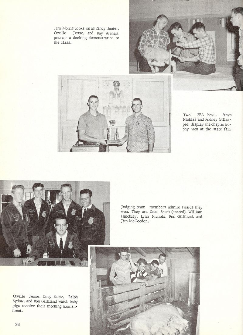 1963 Jim Morris, Randy Hunter, Orville Jesse, Ray Arehart, Steve Nicklas, Rodney Gillespie, Rod Gillespie, Dean Speth, William Hinchley, Bill Hinchley, Lynn Nichols, Ron Gilliland, Jim McGooden, Orville Jesse, Doug Baker, Ralph Sydow, Ron Gilliland,