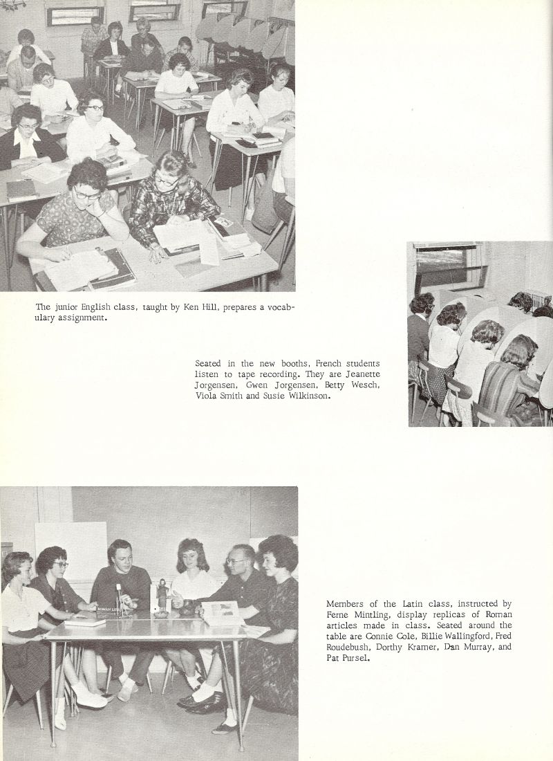 1963 Jeanette Jorgensen, Gwen Jorgensen, Betty Wesch, Viola Smith, Susie Wilkinson, Connie Cole, Billee Wallingford, Fred Roudebush, Dorthy Kramer, Dan Murry, Pat Pursel, Ferne Mintling.