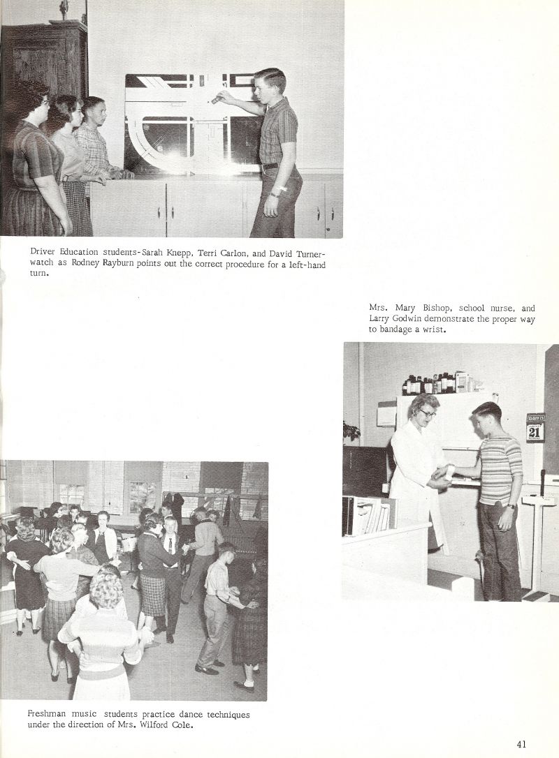 1963 Sarah Knepp, Terri Carlon, David Turner, Rodney Rayburn, Mary Bishop. Larry Godwin, Mrs. Wilford Cole.