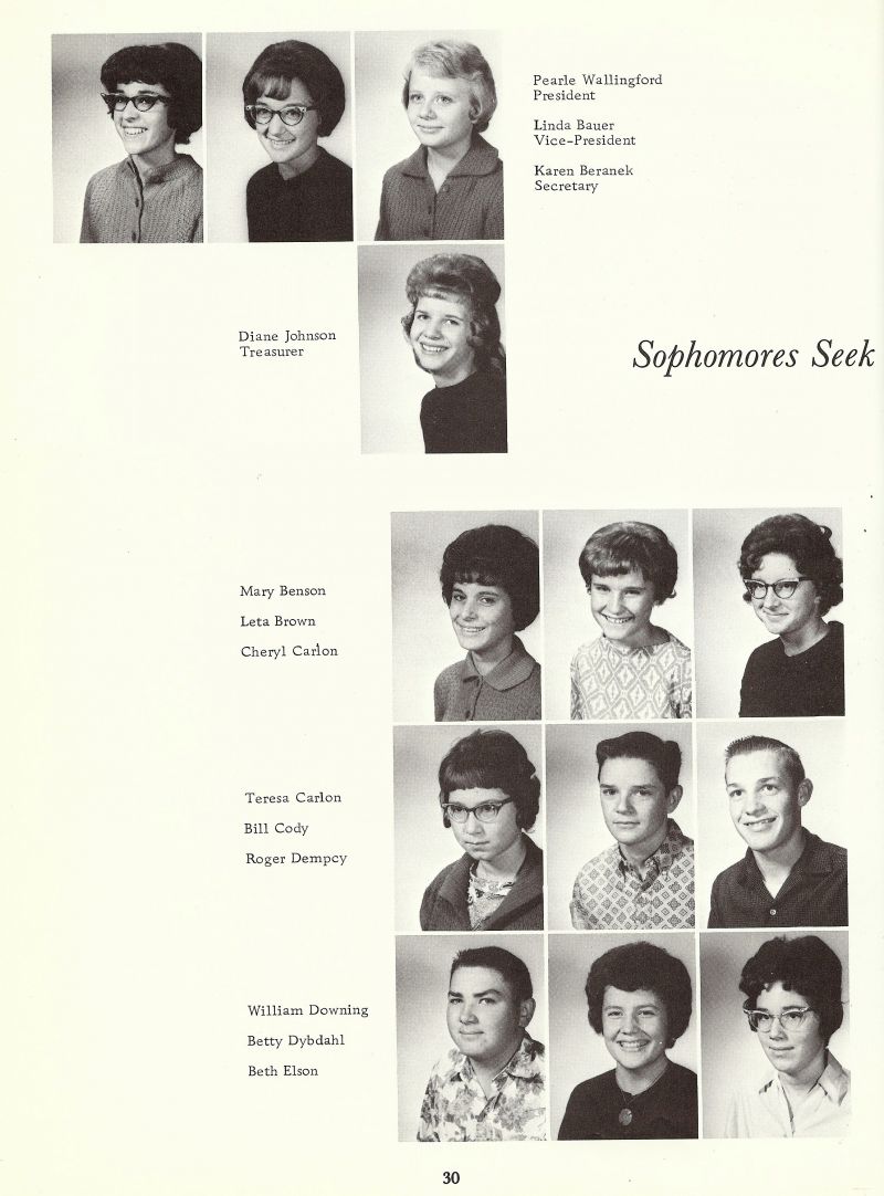 1964 Pearle Wallingford, Linda Bauer, Karen Beranek, Diane Johnson, Mary Benson, Leta Brown, Cheryl Carlon, Teresa Carlon, Bill Cody, Roger Dempcy, William Downing, Beth Elson