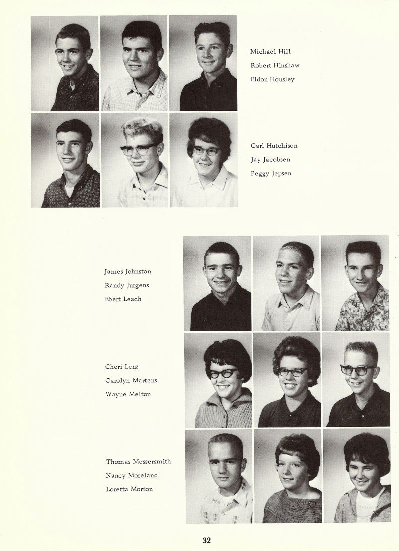 1964 Michael Hill, Robert Hinshaw, Eldon Housley, Carl Hutchison, Peggy Jepsen, James Johnston, Randy Jurgens, Ebert Leach, Cheri Lenz, Carolyn Martens, Wayne Melton, Thomas Messersmith, Nancy Moreland, Loretta Morton,  