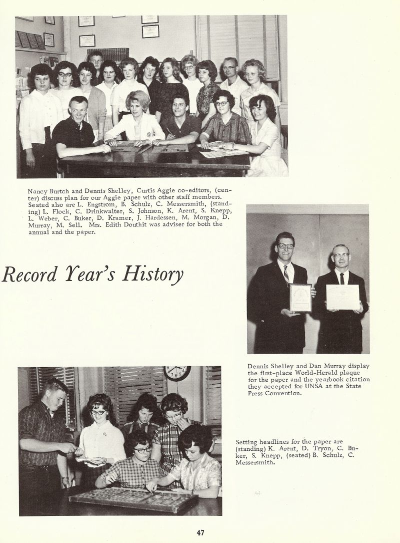 1964 Nancy Burtch, Dennis Shelley, Larry Engstrom, Schulz Messersmith, Lois Ann Flock, Drinkwalter, Johnson, Keevin Arent, Knepp, Dan Murray, Sell, Edith Douthit. Donna Tryon, Buker, Knepp, Schulz, Carol Messersmith, 