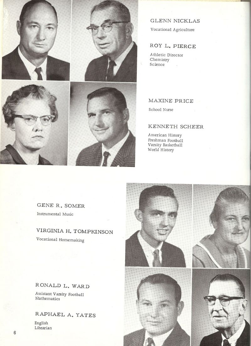 1965 Glenn Nicklas. Glen Nicklas. Roy Pierce. Maxine Price. Kenneth Scheer. Gene Somer. Virginia Tompkinson. Ronald Ward. Ron Ward. Raphael Yates. Ralph Yates. 