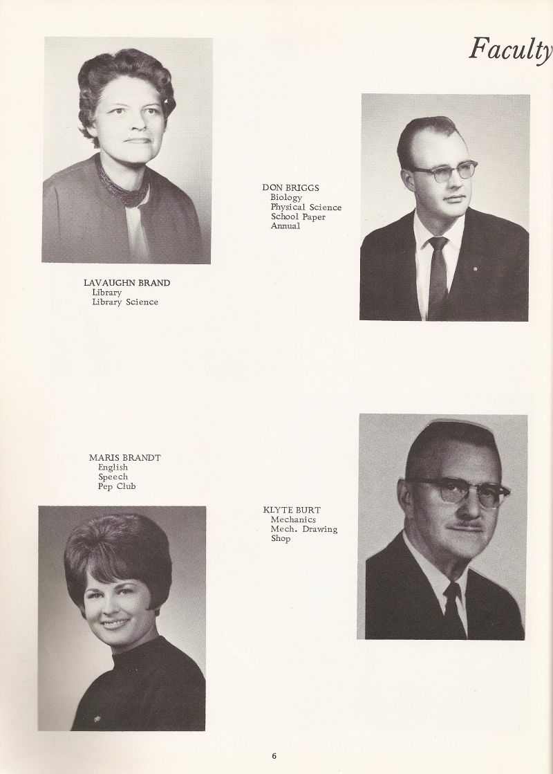 1967 Don Briggs. Lavaugn Brand. Maris Brandt. Klyte Burt. Pop Burt.