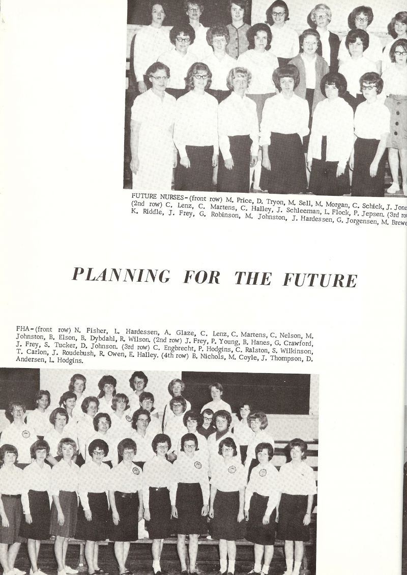 1965 Price, Tryon, Sell, Morgan, Schick, Jones, Lenz, Martens, Halley Schleeman, Flock, Riddle, Frey, Robinson, Johnston, Hardessen, Jorgensen Brewer, Fisher, Hardessen, Glaze, Lenz, Martens, Nelson, Johnston, Elson, Dybdahl, Wilson, Frey, Young, Hanes, Crawford, Frey, Tucker, Johnson, Engbrecht, Hodgins, Ralston, Wilkinson, Carlon, Roudebush, Owen, Halley, Nichols, Coyle, Thompson, Andersen, Hodgins 