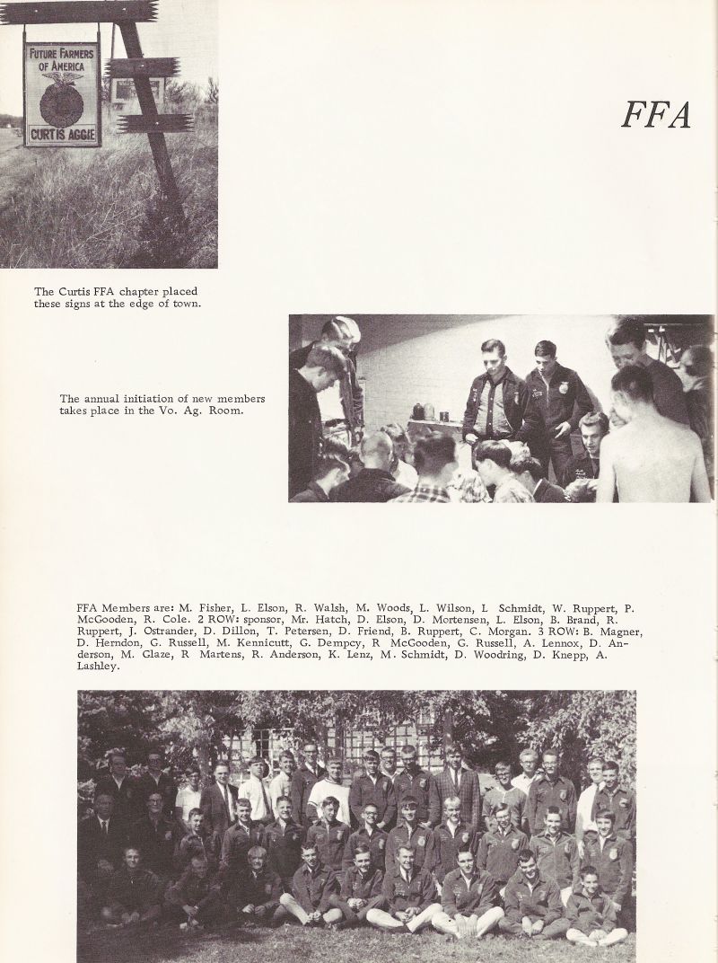 1967 Fisher, Elson, Walsh, Woods, Wilson, Schmidt, Ruppert, McGooden, Cole, Mr. Hatch, Elson, Mortensen, Elson, Brand, Ruppert, Ostrander, Dillon, Petersen, Friend, Ruppert, Morgan, Magner, Herndon, Russell, Kennicutt, Dempcy, McGooden, Russell, Lennox, Lenox, Doug Andersen, Glaze, Martens, Anderson, Lenz, Schmidt, Woodring, Knepp, Lashley,  